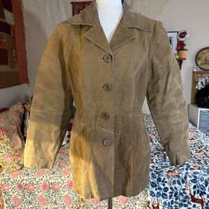 Jennyfer J 90s Vintage Light Brown 100% Leather Coat